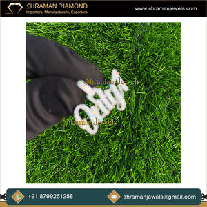 10K <b>Solid</b> <b>Gold</b> Cute Cursive Initial Letter Name <b>Pendant</b> Custom Iced Charms Necklace Lab Grown Diamond Personalized Gifts Him/Her - Product Image 2