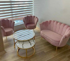 Ensemble de canapé d'angle en forme de L moderne, 6 places, revêtement en tissu, rembourré, confortable, meubles de salon avec pieds en bois - Product Image 2