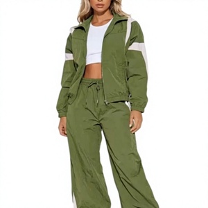 Custom Women Windbreaker Tracksuit Two Piece Set Water Resistant Sportswear Half Zip Jacket and <b>Pants</b> - Product Image 1