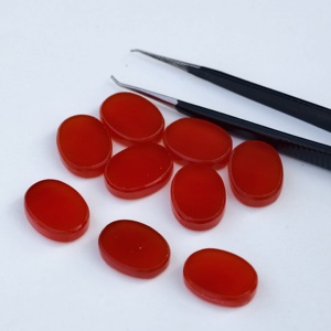 พลอยรูปไข่ธรรมชาติ ออนิกซ์สีแดง ทรงแบนแบบคาโบชอง หินเม็ดเดี่ยว - Product Image 3