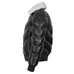 Chaqueta de Invierno Personalizada para Hombre, 100% Cuero Nappa Negro Genuino, Resistente al Viento, con Ribete de Piel, Forro de Poliéster, Marca Privada OEM/ODM - Product Image 5