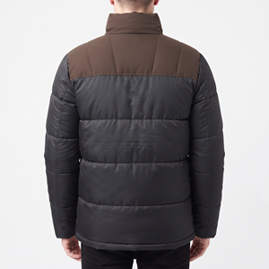 Men's Winter Puffer <b>Jacket</b> Black Brown Warm Quilted Winter Coat Stand Collar Full Zip <b>Zipper</b> <b>Pocket</b> Regular Fit Windproof Puffer - Product Image 5