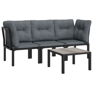 <b>Black</b> Rattan Garden Lounge Set 4 Seater Steel <b>Frame</b> Contemporary Outdoor Furniture - Product Image 2