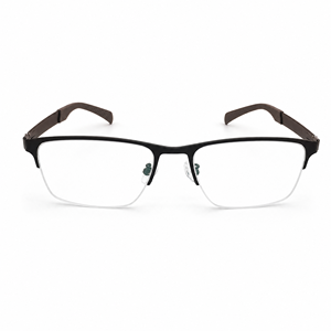 Lunettes de vue sur ordonnance anti-lumière bleue UV420, monture carrée semi-cerclée en titane léger, titane pur, sur mesure, haute qualité - Product Image 1