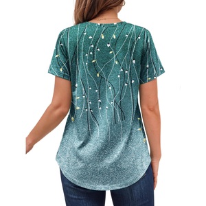 Custom Brand <b>Women's</b> <b>V</b>-<b>Neck</b> Printed 100% Cotton Short Sleeve Eco-Friendly Plus Size Casual Summer <b>T</b>-<b>Shirt</b> Anti-Wrinkle Quick Dry - Product Image 4