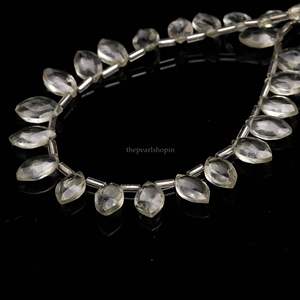 Perles d'améthyste verte facettées en forme de marquise, améthyste naturelle, perles de pierres précieuses percées sur le côté, 7x12-8x13MM, brin pour la fabrication de bijoux, 8 pouces - Product Image 3