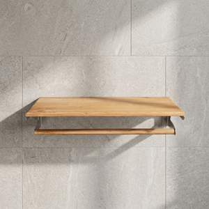 Modern Multifunctional Solid Wood <b>Corner</b> Wall <b>Shelf</b> and Bathroom Storage Rack with Towel Bar Stainless Steel Holder - Product Image 1
