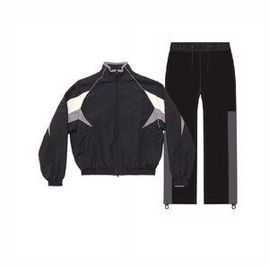 Survêtement sportif personnalisé pour homme avec capuche, broderie, veste à cordon de serrage, pantalon en molleton de coton, coupe-vent, tenue de sport d'extérieur - Product Image 3