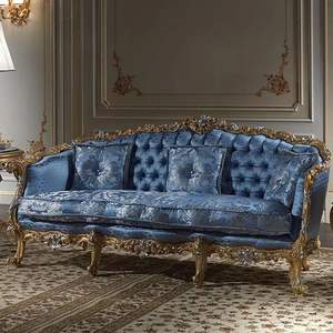 Juego de Sofás Seccionales en Forma de L de Madera Sólida con Detalles Tallados en Oro, Diseño Ecológico para Sala de Estar y Uso en Hoteles - Product Image 3