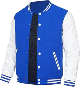 New <b>Men</b> Winter Unisex Stand Collar Hooded Geometric Print 100% Wool Varsity Baseball <b>Jacket</b> Custom Streetwear - Product Image 1
