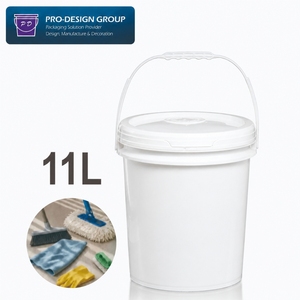 Plain 11L Plastic Pail with Lid Wholesale Empty Storage Tub Bulk Industrial Blank Round Barrel for Detergent Powders TW - Product Image 1