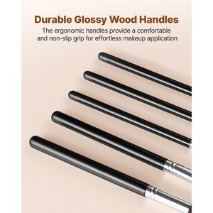 Set Professionale di 15 Pennelli Vegani per Trucco, Pennelli per Fondotinta e Ombretto con Setole Sintetiche Morbide, Pennelli Piatti Ergonomici - Product Image 5