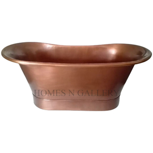 Baignoire ovale autoportante en cuivre de qualité supérieure, style traditionnel, pour salle de bain, forme ovale décorative. - Product Image 4