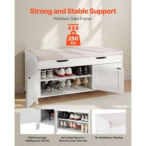 41.3 X 13.8 X 19.8 Inch Entryway Bench with Lift Top Storage Seat Cushion and 3 Cabinets 250lbs Shoe Rack Shoe Bench - Product Image 3
