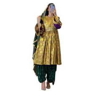 Vestidos Afganos Kuchi Vintage de Poliéster 100% Bordados a Mano para Mujer, Estilo Moderno, Largos hasta la Rodilla, para Fiesta o Boda, con MOQ Bajo - Product Image 1