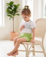 Jiefute Vente en gros de tenues smockées personnalisées pour enfants, ensemble chemise et short smockés à la main, vêtements vintage espagnols pour filles et tout-petits