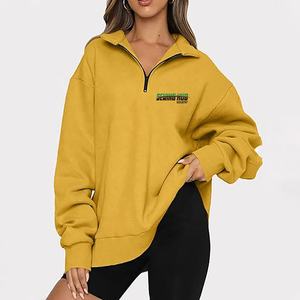 Wholesale Autumn Winter Warm Knitted <b>Tops</b> Ribbed Half Zip High Neck <b>Turtleneck</b> Sweatshirt for Women <b>Long</b> <b>Sleeved</b> Shirt - Product Image 4