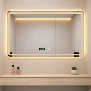 Miroir de salle de bain LED de luxe moderne avec éclairage rétroéclairé, tactile intelligent, anti-buée, mural, pour vanité et Bar Mitzvah - Product Image 3