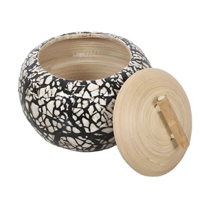 โถไม้ไผ่ธรรมชาติเคลือบมุก สำหรับเก็บของตกแต่ง ใช้เป็นเชิงเทียน และบรรจุภัณฑ์พรีเมียม ผลิตในเวียดนาม - Product Image 1