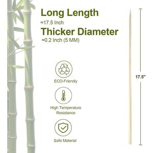 Spiedini in bambù da 44,5 cm per rosticceria, 50 pz, spiedini in legno resistenti da 5 mm per S'mores, hot dog, per braciere e accessori BBQ - Product Image 2