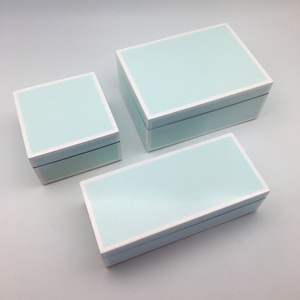 Caja de Joyería Ecológica Hecha a Mano con Laca Azul Marino y Ribete Blanco, Organizador de Almacenamiento, Venta al Por Mayor, Proveedor B2B, OEM - Product Image 4