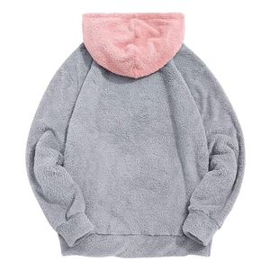 Sweat à capuche unisexe en polaire Sherpa haut de gamme pour homme, style color block, coupe ample et moelleuse, avec cordon de serrage, vêtement d'extérieur - Product Image 2