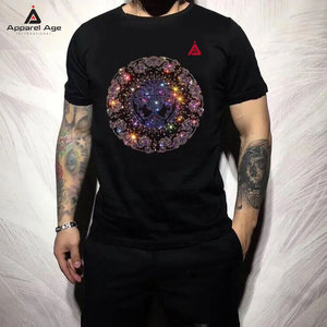 Camiseta cómoda de secado rápido para hombre con pedrería, 100% algodón, corte holgado, último diseño, precio bajo, camiseta estampada con pedrería para hombre - Product Image 2