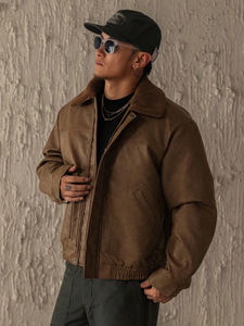 Veste en cuir pour homme, nouvelle collection, épaisse, de marque haut de gamme, avec doublure en velours, tendance, grande taille, veste et manteau en PU pour homme, prix avantageux - Product Image 5