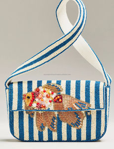 Sac à main de soirée élégant de style bohème pour femmes, fait à la main en Inde, avec des perles, pour le shopping, les fêtes, sac à bandoulière bohème - Product Image 5