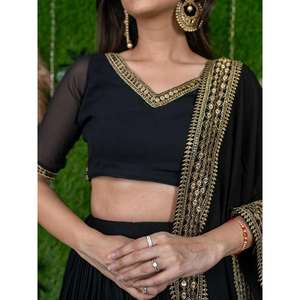 Ravissant Travail Brodé Noir Georgette Lehenga Choli - Product Image 2