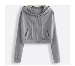 Ropa de invierno con capucha para mujer, Top corto de manga larga con cremallera, atuendo para correr, Sudadera corta para fiesta, 2022 - Product Image 4