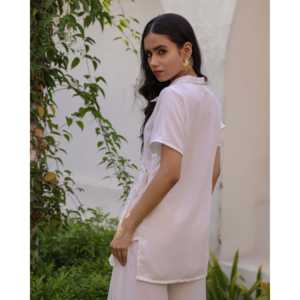 Cordón Floral Redondo de Georgette Blanco Ecológico Elle para Prendas - Product Image 4