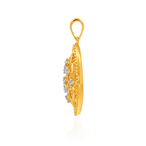Pendentif en or jaune pour femmes avec diamants de laboratoire, taille brillant rond, style classique, boucles d'oreilles pour tous les jours - Product Image 3