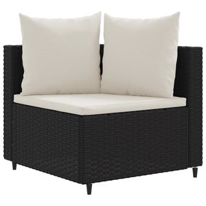 Juego de 5 sofás de patio de ratán PE negro con cojines color crema, elegantes muebles de jardín - Product Image 3