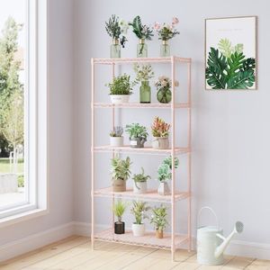 Espositore a Cinque Ripiani in Ferro PO Lucido 74*34*150cm con Piedini Regolabili per Unità di Scaffalatura - Product Image 1