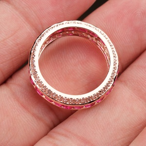 925 Solid Sterling Silver Rose Gold Plated Channel Setting Cubic Zircon Gemstone Stackable Wedding Eternity Band Children's <b>Ring</b> - Product Image 6