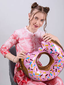 Solid Floral Prints <b>Lace</b> Eco-Friendly Breathable Polyester Women's Midi Casual Dress Summer <b>Elastic</b> Waist - Product Image 4