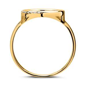 10KT Yellow Gold Double <b>Circle</b> Lab Grown Diamond Pav Open <b>Circle</b> Design Engagement Wedding Anniversary Jewelry Gift - Product Image 3