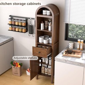 Wooden Bathroom Storage <b>Cabinet</b> with 3 Shelves and Drawer <b>Rustic</b> Design for Space Saving Organization - Product Image 5