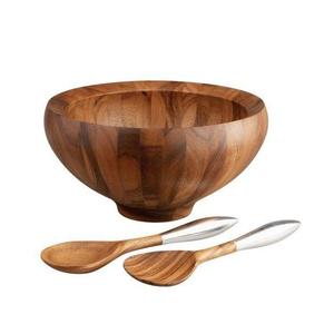 ชามไม้ ชามไม้ทรงกลมสำหรับเสิร์ฟสลัด ซุป ชามไม้สำหรับใช้ในบ้าน - Product Image 4