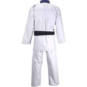 Uniforme de Karate Blanco con Ribete Azul y Cinturón Negro para Adultos, Unisex, Ropa de Artes Marciales de Algodón Resistente - Product Image 5