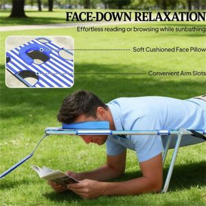 Set di Due Sedie a Sdraio da Esterno con Strisce Blu per Prendere il Sole - Product Image 2