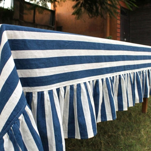 ผ้าปูโต๊ะลายทางสีน้ำเงินและสีขาว ผ้าปูโต๊ะลายทางสไตล์ทะเลสีน้ำเงินและสีขาวสำหรับงานแต่งงาน ผ้าปูโต๊ะลายทางผ้าฝ้าย - Product Image 3