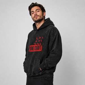 Sudadera con Capucha para Hombre, Estilo Desgastado con Lavado Ácido, Corte Holgado, Algodón, Estilo Urbano Vintage, Logotipo Personalizado, Venta al Por Mayor - Product Image 3