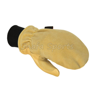 Unisex Yellow Leather Winter <b>Mittens</b> Thermal Insulated Pull-On Outdoor Riding <b>Gloves</b> - Product Image 6