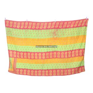 Old Hand Stitch <b>Quilt</b> Kantha <b>Throw</b> Reversible Heavy Cotton Blanket Patch Single Size Bed Decor From India For Hotels - Product Image 2