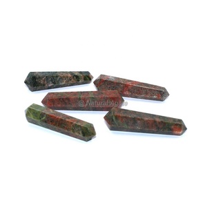 High Quality Double Terminated <b>Pencil</b> Point Agate Wand New Flashy Unakite Double Terminated Point Natural Gemstone - Product Image 1