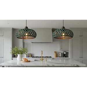 Boho Style Metal <b>Pendant</b> <b>Light</b> Circular <b>Cage</b> Design Green Patina Finish Ceiling Fixture Lighting Decorations - Product Image 6