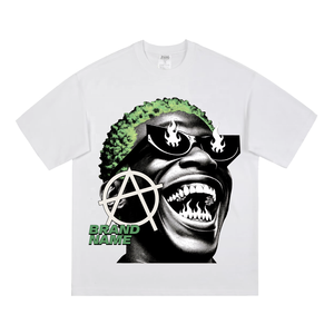 Camiseta Gráfica Corta Oversize de Streetwear para Hombre, Personalizada con Impresión DTG y Pedrería, Lavado Ácido, 100% Algodón - Product Image 3