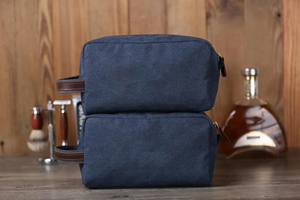 Vintage Waxed Canvas Leather Toiletry Bag Custom Logo Travel Dopp Kit Mens Waterproof Shaving Wash Organizer <b>Case</b> LCTB-0097C - Product Image 6
